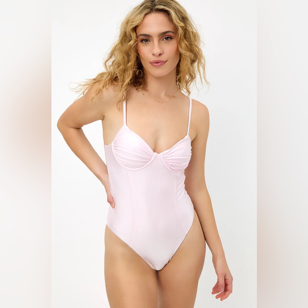 Frankie’s Bikinis Lorelai Satin One Piece Swimsuit